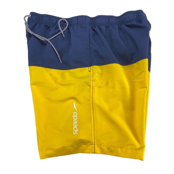 Speedo Swim Trunks Shorts Mens 2XL Blue Yellow Colorblock Elastic Waist Swimwear - Picture 16 of 16
